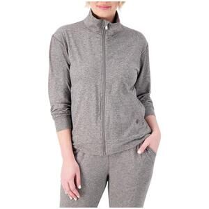 Gymwrap Women's Heathered Knit Zip-Up Jacket w/ Side Pockets Charcoal - Regular